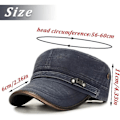 Miniatyrbillede 2 af 2: Galaxy Vintage Army Cap i bomuld til mænd, Justerbar Army Cap, Bomuldshat (blå) Blå