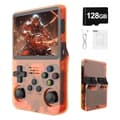 R36S Retro Handheld Game Console, Open Source Linux System, 128G TF Card, 30000+ Classic Games, 3.5 Inch IPS Screen, 3500mAh Battery Orange, 128GB