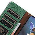 Miniatyrbild 5 av 5: Mobilfodral för Samsung Galaxy A26 5G med RFID-blockering, texturerat äkta ko-läder Multicolor Green