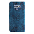Miniatyrbillede 2 af 2: Kompatibel med Samsung Galaxy Note 9 Præget Sommerfugl Etui med Pung og Støttefunktion [DM] Blue