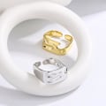 Miniatyrbillede 4 af 5: Unik uregelmæssig bred statement ring til kvinder piger minimalistisk geometrisk justerbar stablet åbne fingerringe evighedsløftebånd
