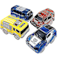 Miniatyrbild 1 av 2: 4 st spårbilsset leksaksbilar lysande leksaksbilstillbehör med 5 blinkande LED-lampor