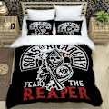 Miniatyrbild 1 av 5: a671 Sängkläder Sons of Anarchy Retro tryckta sängklädesset utsökta tillbehör set påslakan säng täcke set sängkläder set lyxig födelsedagspresent 3-delar 220x240cm 94x102in