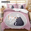 Miniatyrbilde 1 av 5: v1118 Sengesett Kattesengesett Søtt Tegneserie Katt Dobbeltsengesett For Gutter Jenter Dyr Kattemønster Queen King Size Polyester Dynetrekk 3-Deler 135x200cm 53x78in