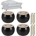 Miniatyrbilde 1 av 5: 4 stk Møbelbein Tre 50mm Høyde Sofabein Eukalyptus Rund Bunn Møbelføtter Erstatningsbein For Sofa Seng Lenestol Skap (svart) Black