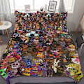 Miniatyrbilde 1 av 5: 267v Five Nights at Freddy's 3-delt sengetøysett Varmt og komfortabelt mykt dynetrekk sengesett med 1 dynetrekk og 2 putetrekk for gutter jenter 200x200cm 78x78in