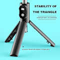Miniatyrbillede 2 af 3: LEMONDA P20 ABS Rustfrit Stål Teleskopisk Stang Bluetooth Fjernbetjening Tripod Selfie Stick - Sort