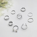 Miniatyrbillede 3 af 5: Boho Pearl Infinity Knuckle Rings Set Lucky 8 Wave Twisted Finger Joint Ring Traje Anillos apilables para Mujeres Niñas Hombres (Plateado)