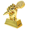 Miniatyrbillede 1 af 3: Mikrofon Trofæ Studerende Sangkonkurrence Vært Konkurrence Trofæ Pris Børn Æres Trofæ Golden
