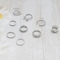 Miniatyrbillede 2 af 5: Boho Pearl Infinity Knuckle Rings Set Lucky 8 Wave Twisted Finger Joint Ring Traje Anillos apilables para Mujeres Niñas Hombres (Plateado)