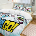 Pikkukuva 1 / 5: x377 Teen Titans Go 3-osainen vuodevaatesetti Lämmin ja mukava pehmeä pussilakanasetti, jossa 1 pussilakana ja 2 tyynyliinaa makuuhuoneeseen b377 240x260cm 94x102in