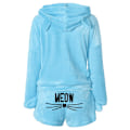 Miniatyrbild 7 av 9: Dam Fleece Fluffiga Pyjamas Sovkläder Nattkläder Set Grå Grey 2XL
