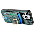 Miniatyrbillede 4 af 5: D7 Magnetisk Case til iPhone 16 Pro med Kortlomme, Ring-Stativ og PU Læder - Multicolor Green