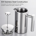 Miniatyrbillede 2 af 4: 350ml/800ml/1000ml Fransk Presse Kaffe Brygger Rostfrit Stål Dobbelvægget Isoleret Kaffekande BY 800ml