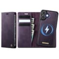 Leather Case for iPhone 17 with MagSafe and RFID Blocking, Detachable Wallet Purpur