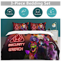 Miniatyrbild 5 av 5: v1008 Five Nightat Freddy Täcke Set Tjockt Mjukt 3-delars Sängklädesset Året Runt Täcke med 2 Örngott för Vuxna Kvinnor Flickor Tonåringar Hemrum 135x200cm 53x78in
