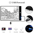 Miniatyrbilde 2 av 5: A5 LED-tegnebrett, tynn kunstmal, sjablongtegnebrett, lysboks, sporingsbord, pute