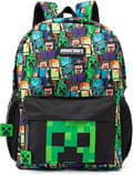 Kompatibel Minecraft Rygsæk Til Drenge | Sort Skoletaske Til Børn | Grøn Creeper Zombie Skelet Enderman & Grottespindel{ee} A
