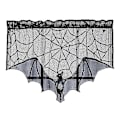 Pikkukuva 1 / 3: Th Halloween-verhot Pitsi Takka Huivi Lepakot Hämähäkki Pitsi Lyhyet Ikkunaverhot Halloween Hämähäkinseitti Takka Vaipan Huivi Kansi Dekor Halloween P