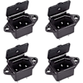 Miniatyrbillede 1 af 2: IEC320 C14/3-polet Han-stik Chassis PCB Panel Strømstikkontakt med Dæksel AC 250V/10A 4 stk