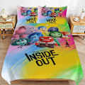 Pikkukuva 1 / 5: x493 Inside Out 2 -elokuvan sängynpeite mikrokuituinen vuodevaatesetti 3D-painettu kevyt 3-osainen peittosetti, 1 pussilakana ja 2 tyynyliinaa lapsille pojille 200x200cm 78x78in