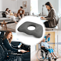 Miniatyrbilde 6 av 6: Bærbar oppblåsbar donut sete pute, pustende sete pute, egnet for hemoroider, rullestoler, langvarig sitting, daglig bruk