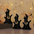 Miniatyrbilde 4 av 4: Halloween Spøkelsestreet Stubbe med LED-lys, Treet Ansikt Lysende LED Spøkelsestreet Stubbe Batteridrevet for Halloweenfest 3 Pcs