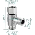 Miniatyrbilde 4 av 5: T-kobling for toalettvannforsyning, rustfritt stål, splitter 3/8\" x 3/8\", børstet nikkel, SBA020C -