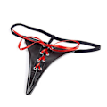 Miniatyrbild 4 av 5: Konstläder T-backs och G-strings Sexig Lingerie Erotisk Latex Trosor för Sex Klyvfria Underkläder Kvinna Låg Midja Kort