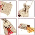 Miniatyrbillede 2 af 5: 12 stk. Jule Jute Burlap Tasker Xmas Jute Linned Burlap Snøregave