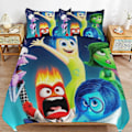 Pikkukuva 1 / 5: x217 Inside Out 2 Sängynpeite Mikrokuitu Vuodevaatesetti 3D-painettu Kevyt 3-osainen Peittosetti, 1 Sängynpeite ja 2 Tyynyliinaa Lapsille Pojille 240x260cm 94x102in