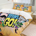 Pikkukuva 1 / 5: x310 Teen Titans Go 3-osainen vuodevaatesetti Lämmin ja mukava pehmeä pussilakanasetti, jossa 1 pussilakana ja 2 tyynyliinaa makuuhuoneeseen b310 135x200cm 53x78in