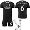 Miniatyrbillede 1 af 2: 25-26 Real Madrid Børn Voksen Sort Trænings Fodboldtrøje Sæt med Strømper Nr. 6 Camavinga No.6 Camavinga No.6 Camavinga XS