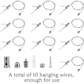 Miniatyrbillede 2 af 5: 10 stk. rustfrit stålwire reb krog, rustfrit stål reb hængende wire kit rustfrit stål ophængningsløkke nylonbelagt rustfrit stålwire reb 1,5