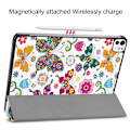 Miniatyrbilde 5 av 5: Etui for iPad Pro 11 (2024) - Trifold Stativ PU Lær Mønster Smart Tablettdeksel Multicolor Butterflies