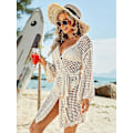 Miniatyrbilde 1 av 4: Svømmedrakt Cover Ups For Women, Heklet Strand Svømmedrakt Cover Up, Sommer Badetøy Bikinis Badetøy Duske Cover Up Apricot L