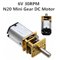 Miniatyrbilde 5 av 5: 10 stk 30 o/min N20 -hastighets girmotor DC 6V reduksjonsgirmotorer med metall girkasse hjul-hy silver gold