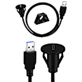 Miniatyrbild 3 av 5: Usbc3.0 infälld kabel, Usb förlängningskabel 1,5 m för bilinstrumentpanel med panelmontering, typ A hane till C hona