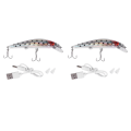 Miniatyrbilde 1 av 5: 2x USB-oppladbart LED-twitching fiskeagn elektrisk agn livaktig vibrerende fiskeagn trippel krok