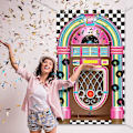 Miniatyrbild 3 av 4: Jukebox Cutout Banner 50-talets Rock And Roll Banner Bakgrund Födelsedagsfest Dekoration