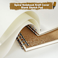 Miniatyrbillede 3 af 5: 6 stk. A5 skitsebog, spiral notesbog kraft cover blank skitseblok, skitse tegne notesbog til kunst, 100 sider/ 50 ark hvidt patronpapir 80gsm papir F