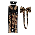 Miniatyrbild 1 av 4: Unisex hängslen fluga set bred leopardmönster justerbar 3 clip-on Y-rygg bälte,  Khaki