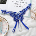 Miniatyrbillede 1 af 5: Kvinders Åbne Skridttrusser til Sex Unerwear Sexy Pearl Tanga Gennemsigtig Butterfly Erotisk Lingeri G-streng Skridtløs Briefs Blue One Size