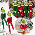 Miniatyrbild 2 av 3: 30cm Julgrinch Elfdocka Snoop On The Stoop Julgrinch Festdekorationer 2pcs(Green-Red)