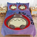 Pikkukuva 1 / 5: x66 Naapurini Totoro -pussilakanasetti, mikrokuituinen vuodevaatesetti, 3D-painettu kevyt 3-osainen peittosetti, 1 pussilakana ja 2 tyynyliinaa lapsille 135x200cm 53x78in