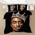 Miniatyrbilde 1 av 5: a1275 Sengetøy Musikk Rapper Pac Tupac Dynetrekk Sett Dynetrekk Sengeteppe Barn 3-Delt Sengesett (1 Dynetrekk + 2 Putetrekk) Tm12 200x200cm 78x78in