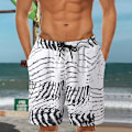 Miniatyrbillede 3 af 5: Stribede sommerstrandshorts med elastisk talje, snøresnor og hawaiiansk ferietøj til mænd XXL White