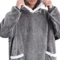 Miniatyrbilde 2 av 5: Ekstra lang hettegenser-teppe for kvinner Oversized bærbart teppe Koselig myk komfortabel Sherpa fleece gigantisk bærbart hettegenser-teppe genser (lys grå) light grey