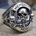 Miniatyrbild 1 av 5: Memento Mori Skalle Sterling Silver Ring 13