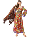 Miniatyrbild 2 av 5: 70-talskläder för kvinnor Discoklänningstillbehör 60-tals 70-tals kostymklänning för kvinnor Hippie kostymkläder Outfit Halloween, 50% erbjudande Brown XL